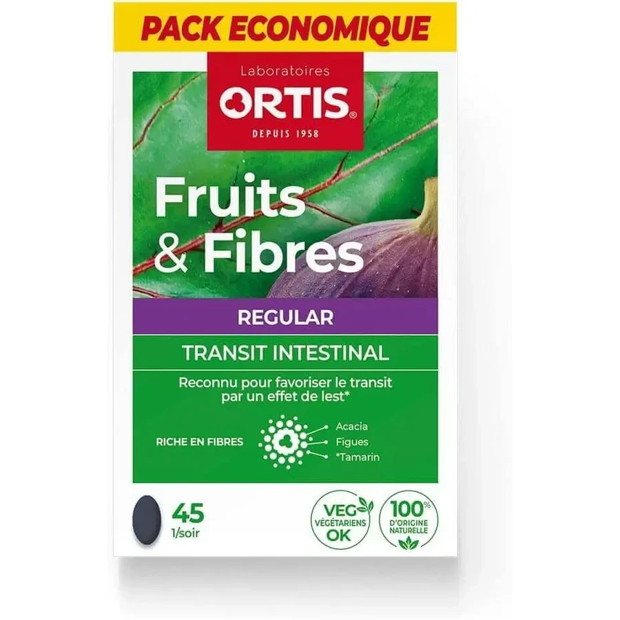 Ortis Fruits & Fibers Regular, 2 упаковки по 45 таблеток: ціни та характеристики