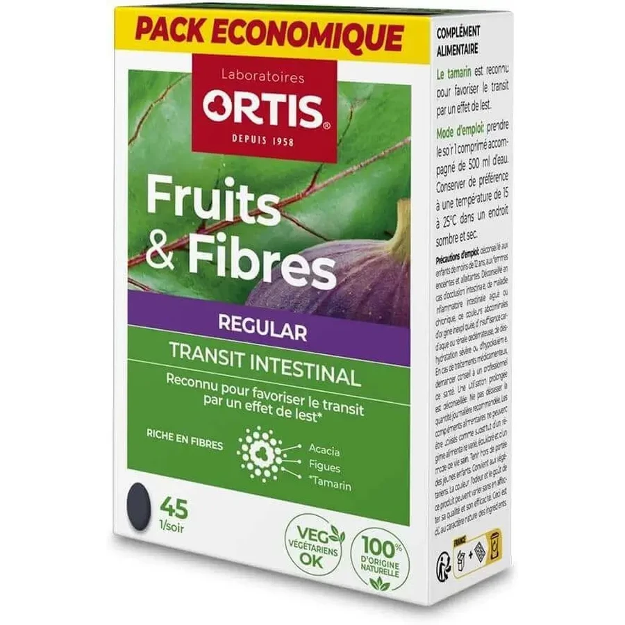 Ortis Fruits & Fibers Regular, 2 упаковки по 45 таблеток: ціни та характеристики