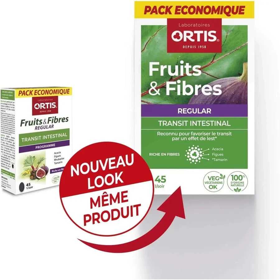 Ortis Fruits & Fibers Regular, 2 упаковки по 45 таблеток: ціни та характеристики