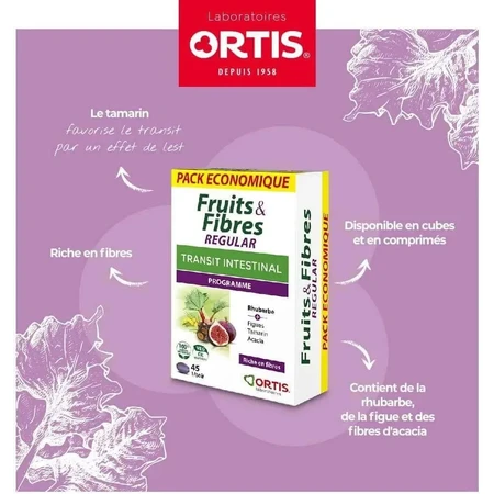 Ortis Fruits & Fibers Regular, 2 упаковки по 45 таблеток: ціни та характеристики