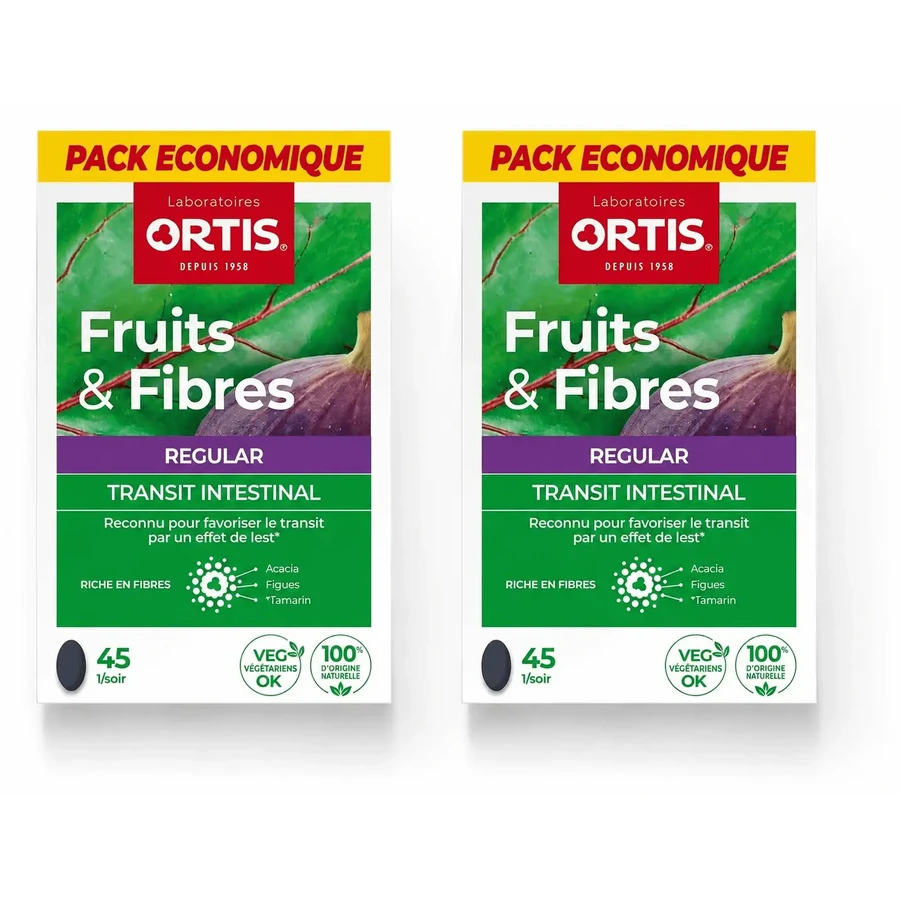 Ortis Fruits & Fibers Regular, 2 упаковки по 45 таблеток: ціни та характеристики