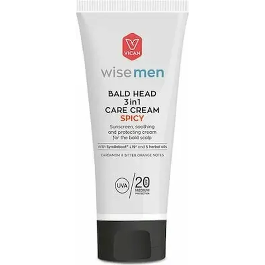 WISE Men Bald Head 3 в 1 Ухаживающий крем Spicy: солнцезащитный, успокаивающий и защитный для кожи головы, 100 мл: цены и характеристики