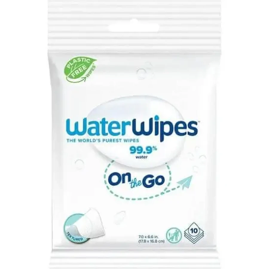 Влажные салфетки WATERWIPES On The Go, 100 % без пластика, с содержанием воды 99,9 %, 10 штук: цены и характеристики