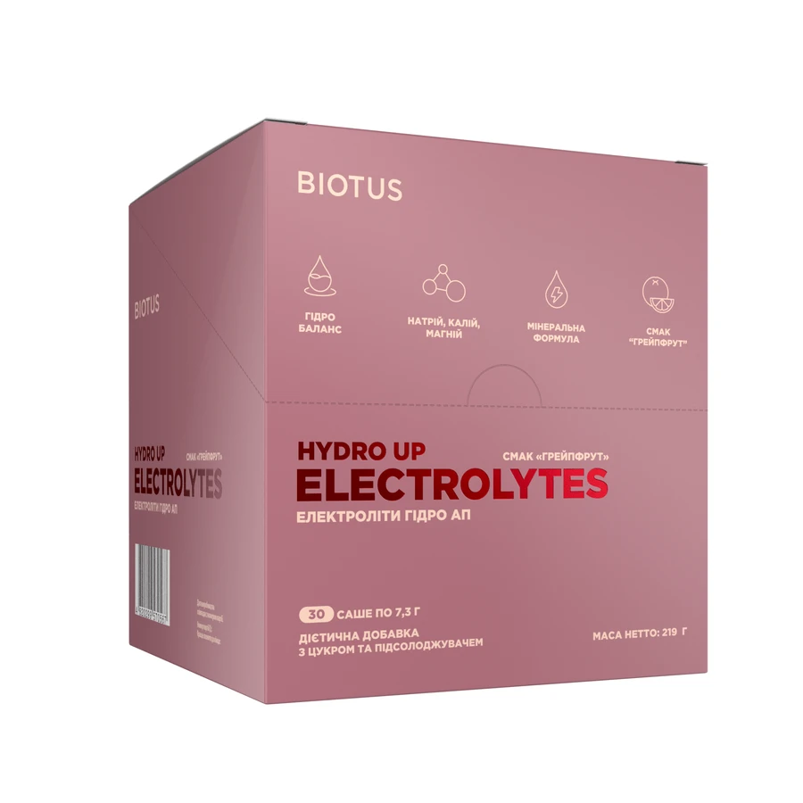 Электролиты Гидро Ап, Eloctrolytes Hydro Up, Biotus, вкус "Грейпфрут", 30 саше: цены и характеристики