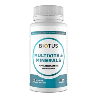 Мультивитамины и минералы, Multivits & Minerals, Biotus, 60 капсул (1 раз в день)