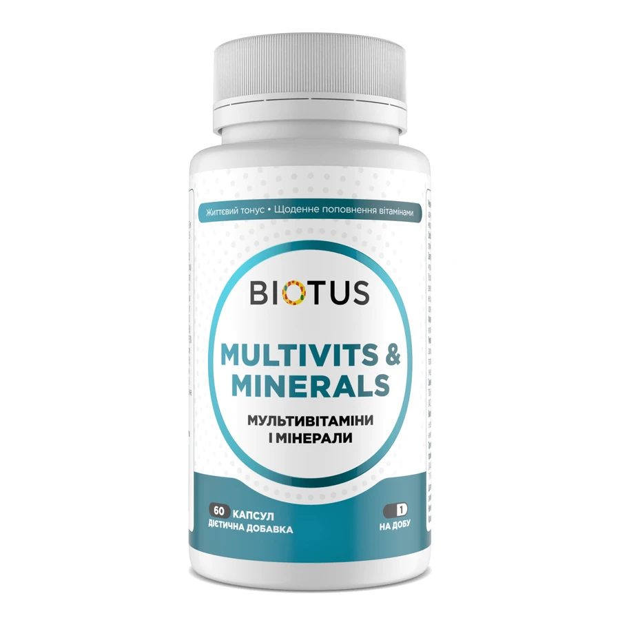 Мультивітаміни та мінерали, Multivits & Minerals, Biotus, 60 капсул (1 раз на день): ціни та характеристики
