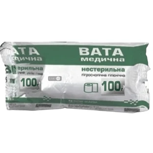 Вата медицинская гигроскопическая гигиеническая нестерильная рулон, 100 г