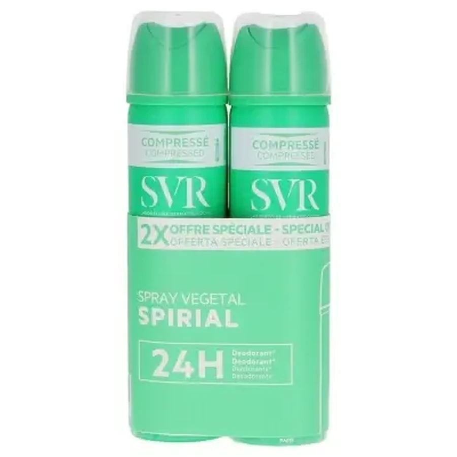 Дезодорант-спрей SVR Spirial на растительной основе с 24-часовой защитой от пота, упаковка из 2 штук (по 75 мл каждая): цены и характеристики
