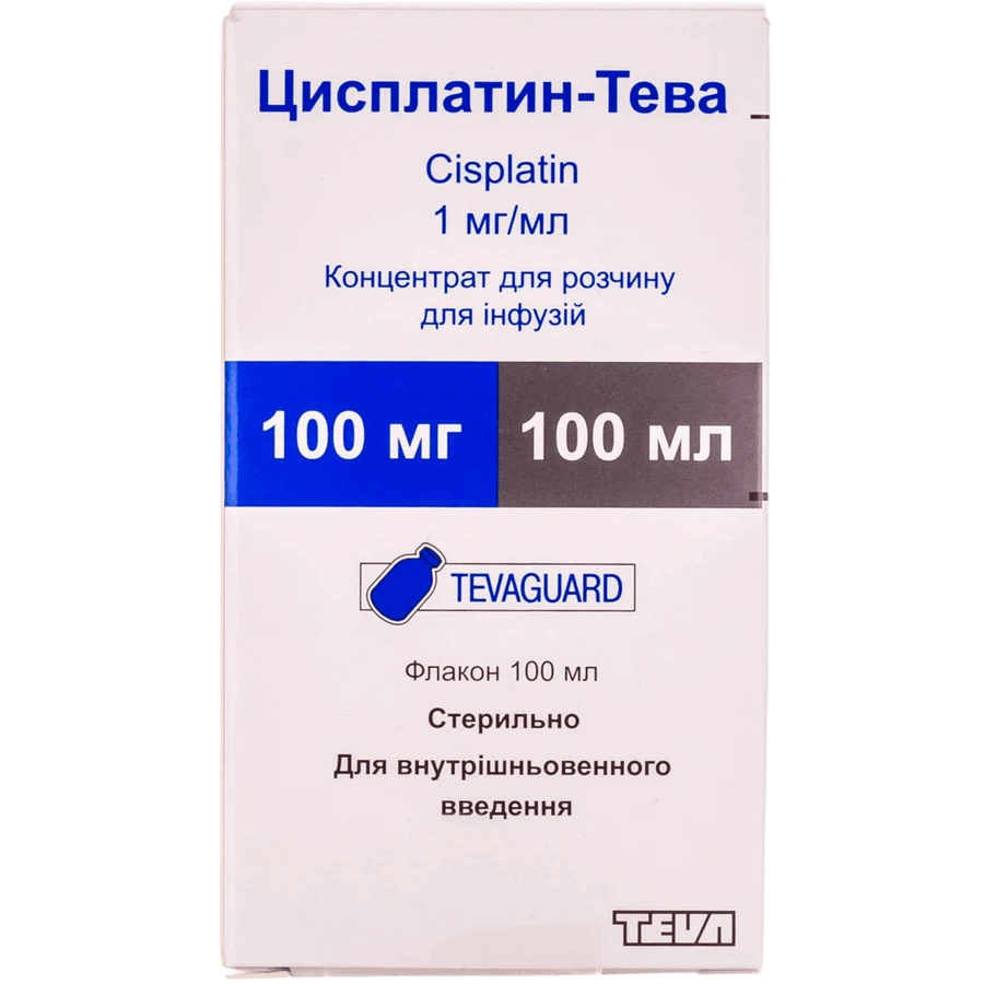 Цисплатин-Тева 1 мг/мл концентрат для раствора для инфузий флакон, 100 мл: цены и характеристики