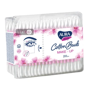 Ватные палочки Aura Мake up 200 шт квадрат с окном