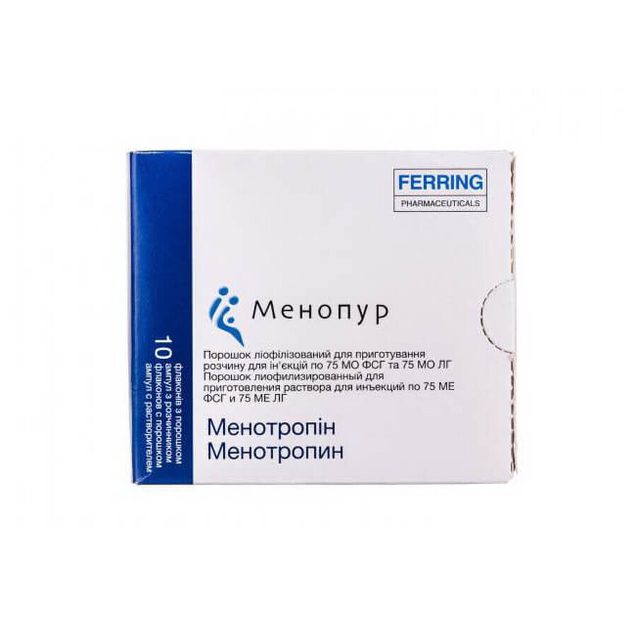Менопур порошок лиофил. д/п р-ра д/ин. 75 МЕ фл., с раств. в амп. 1 мл №10