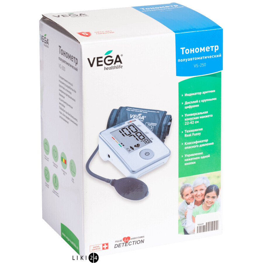 Измеритель артериального давления полуавтоматический Vega VS-250: цены и характеристики