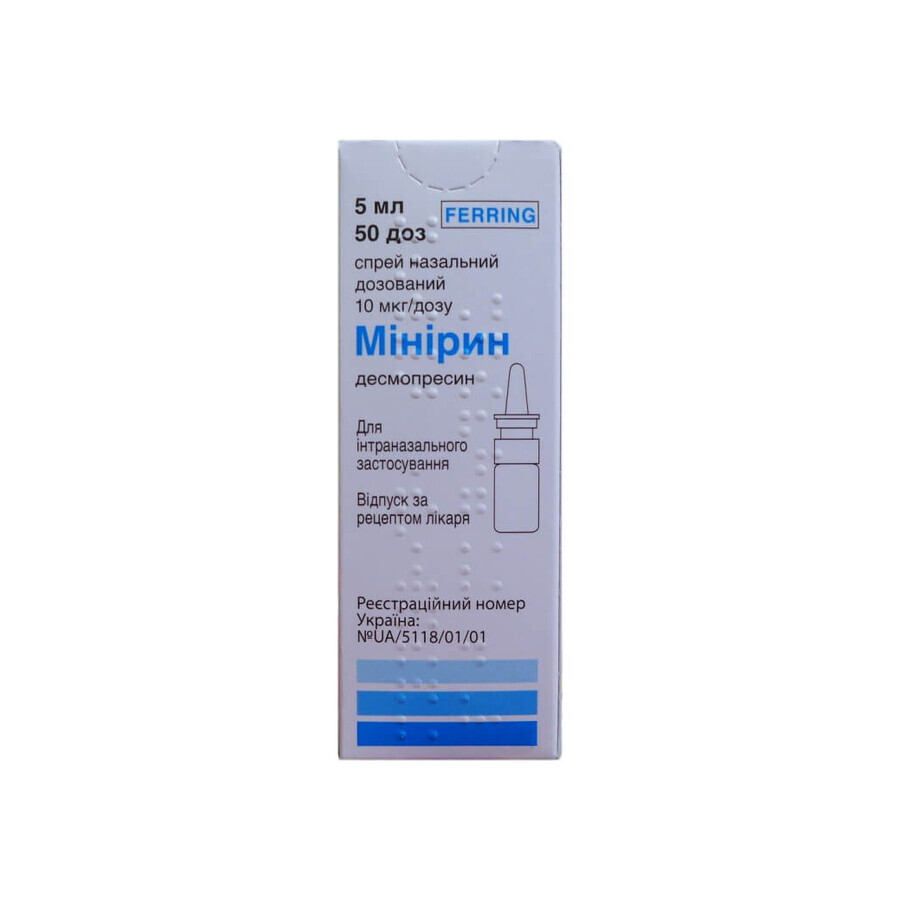 Мінірин спрей назал. доз. 10 мкг/доза фл. 5 мл, 50 доз: ціни та характеристики