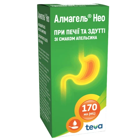 Алмагель Нео сусп. д/перорал. застос. фл. 170 мл, з мірною ложкою: ціни та характеристики