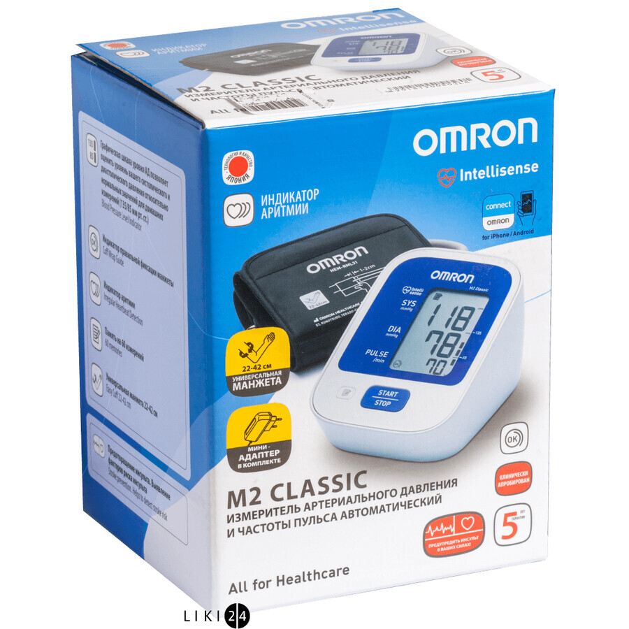 Измеритель артериального давления и частоты пульса автоматический Omron M2 Classic (HEM-7122-ALRU): цены и характеристики