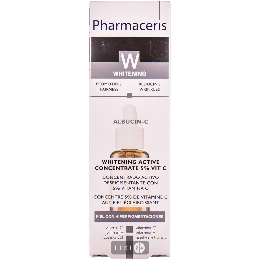 ВІДБІЛЮЮЧИЙ АКТИВНИЙ КОНЦЕНТРАТ Pharmaceris W догляд за шкірою Albucin-C з пігментними плямами, 30 мл: ціни та характеристики