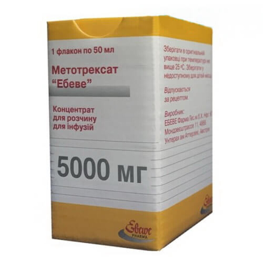 Метотрексат "эбеве" конц. д/р-ра д/инф. 5000 мг фл. 50 мл: цены и характеристики