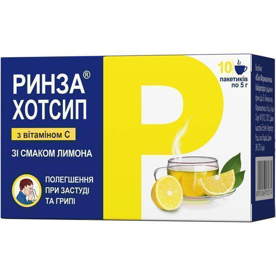 Ринза хотсип пор. д/оральн. р-ра пакетик 5 г, со вкусом лимона №10: цены и характеристики