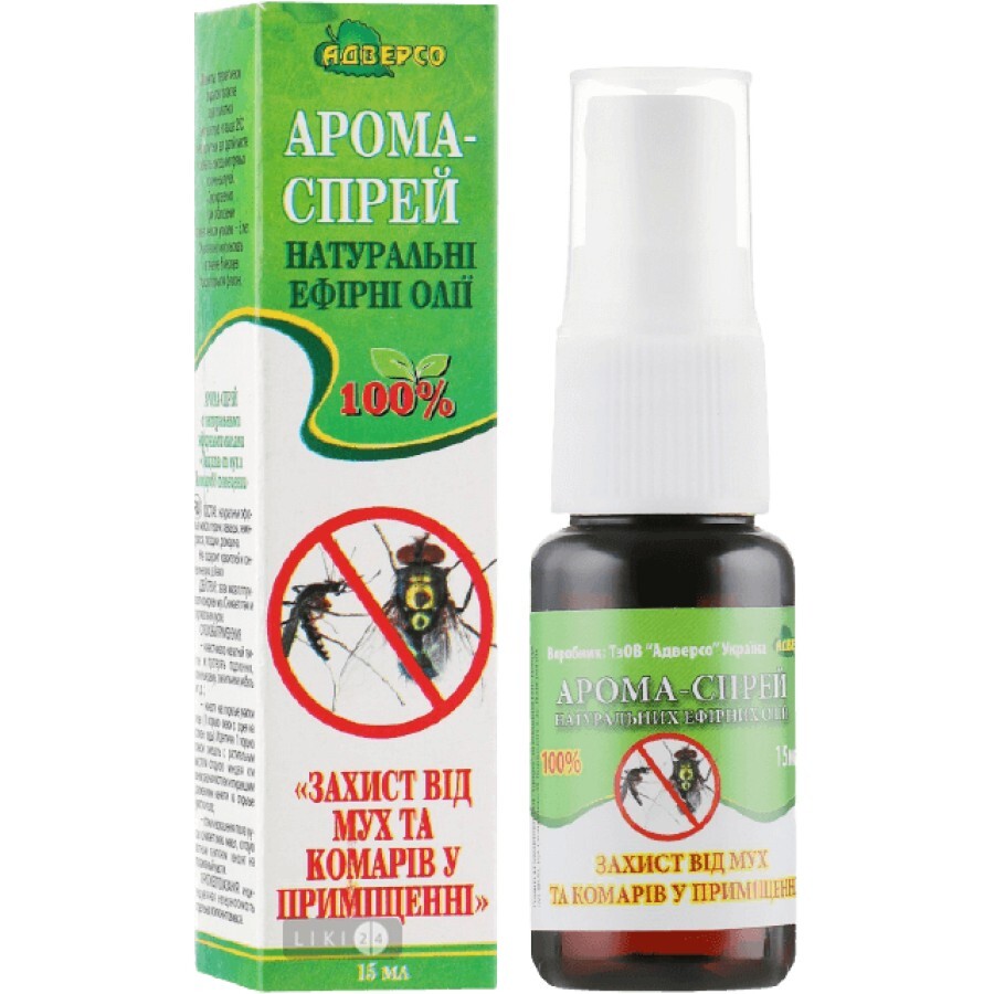 Суміш масел ефірних Адверсо Захист від мух і комарів в приміщенні арома-спрей 15 мл: ціни та характеристики