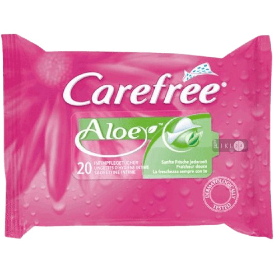 Влажные салфетки для интимной гигиены Carefree Duo Effect с зеленым чаем и алоэ вера 20 шт: цены и характеристики