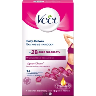 Воскові смужки Veet Suprem Essence для лінії бікіні і під пахвами, 14 шт