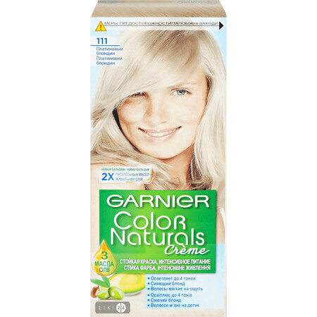 Cтійка крем-фарба для волосся Garnier Color Naturals 111, платиновый блондин