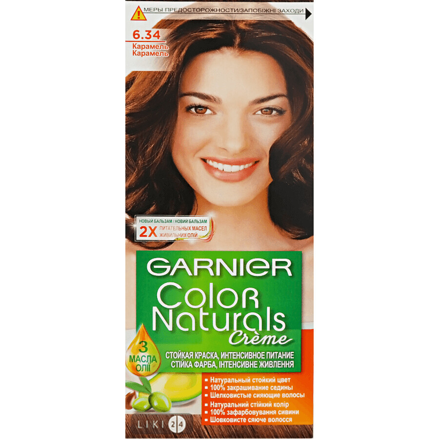 Стійка крем-фарба для волосся Garnier Color Naturals 6.34, карамель: ціни та характеристики
