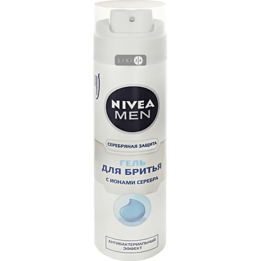 Гель для гоління Nivea Men Срібний захист з іонами срібла і антибактеріальним ефектом 200 мл: ціни та характеристики
