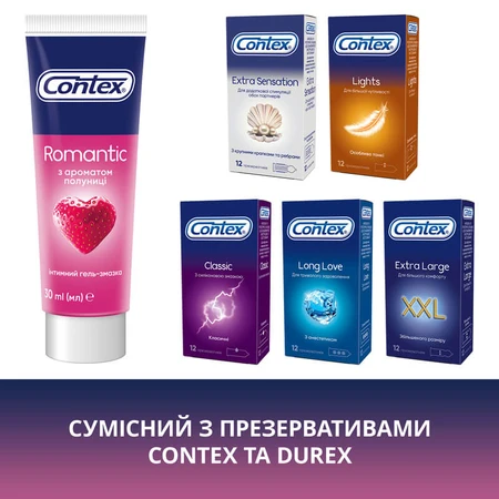 Интимный гель-смазка Contex Romantic с ароматом клубники (лубрикант), 30 мл : цены и характеристики