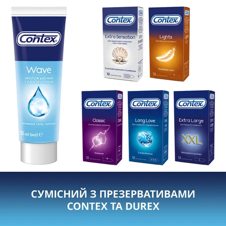 Интимный гель-смазка Contex Wave увлажняющий с пантенолом (лубрикант), 30 мл : цены и характеристики