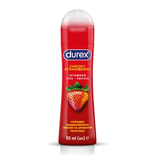 Інтимний гель-змазка DUREX® Cheeky Strawberry зі смаком та ароматом полуниці (лубрикант), 50 мл 