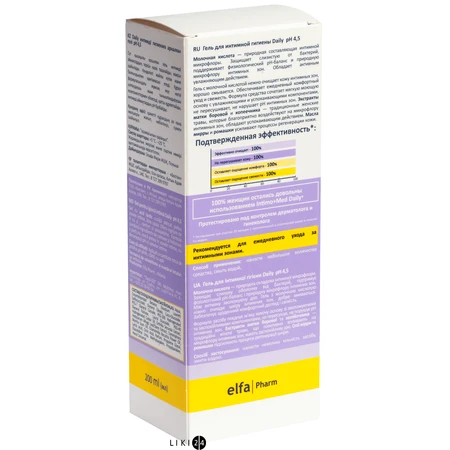 Гель для интимной гигиены Elfa Pharm Intimo+Med Daily PH 4,5, 200 мл: цены и характеристики