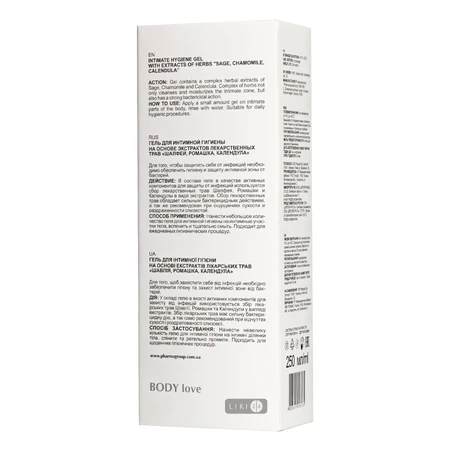 Гель для интимной гигиены Pharma Group Body Love 250 мл: цены и характеристики