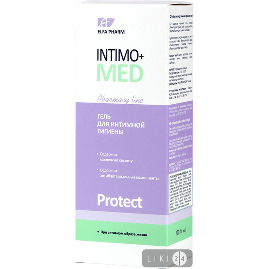 Гель для інтимної гігієни Elfa Pharm Intimo + Med Protect, 200 мл: ціни та характеристики