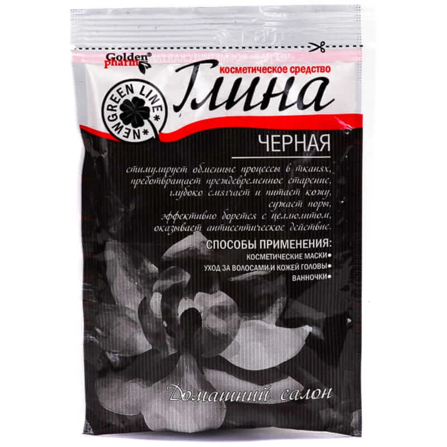 Глина Golden Pharm Чорна косметична, 60 г: ціни та характеристики