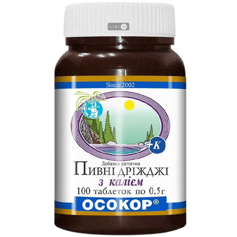 Пивные дрожжи Осокор с калием таблетки, 0,5 г №100: цены и характеристики