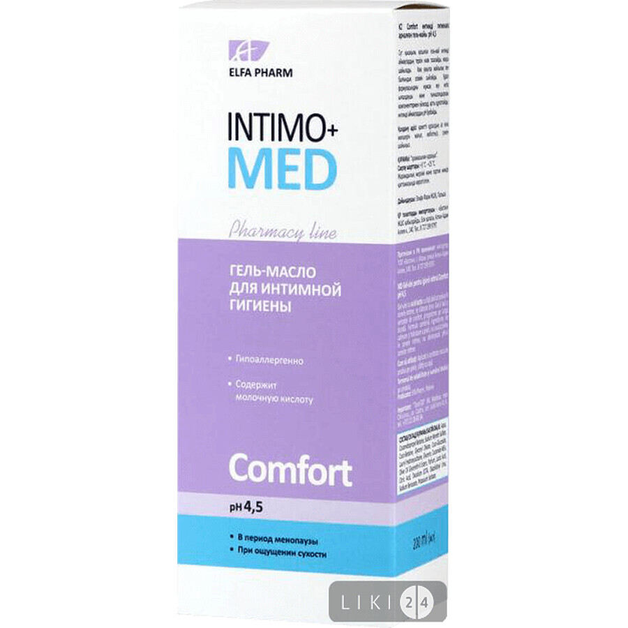 Гель-масло для интимной гигиены Elfa Pharm Intimo+Med Comfort PH 5,5, 200 мл: цены и характеристики