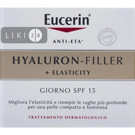 Крем для обличчя Eucerin SPF15 Гіалурон філлер + Еластісіті Денний антивіковий для сухої шкіри, 50 мл: ціни та характеристики