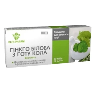 Гинкго билоба с готу кола экстракт таблетки, 0,25 г №80