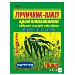 Горчичник-пакет Сарепта Эконом ароматизированный с эвкалиптом, 10 шт