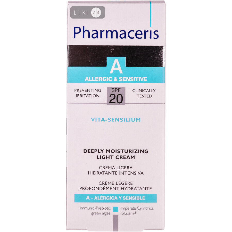 Крем для обличчя Pharmaceris A Vita-Sensilium SPF 20 Чутлива і алергічна шкіра глибоко зволожуючий, 50 мл: ціни та характеристики