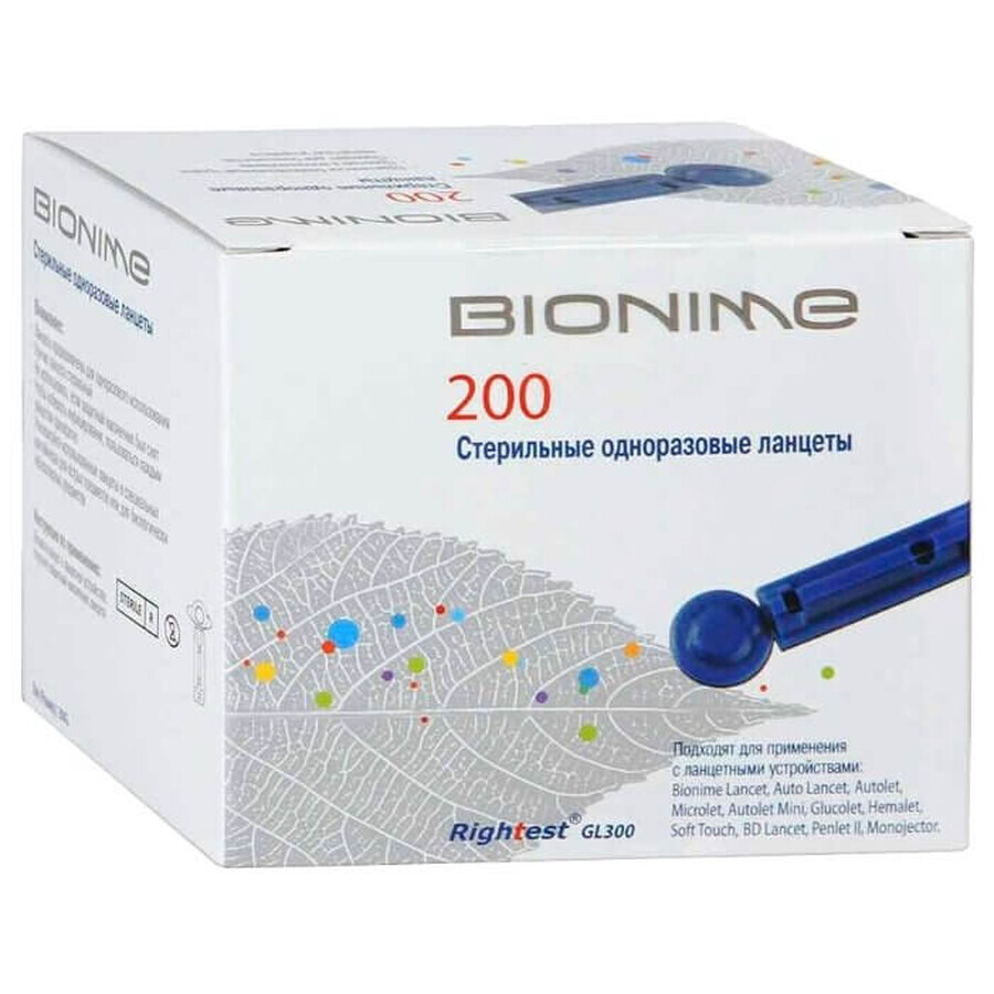 Ланцеты Bionime Rightest GL300, №200: цены и характеристики