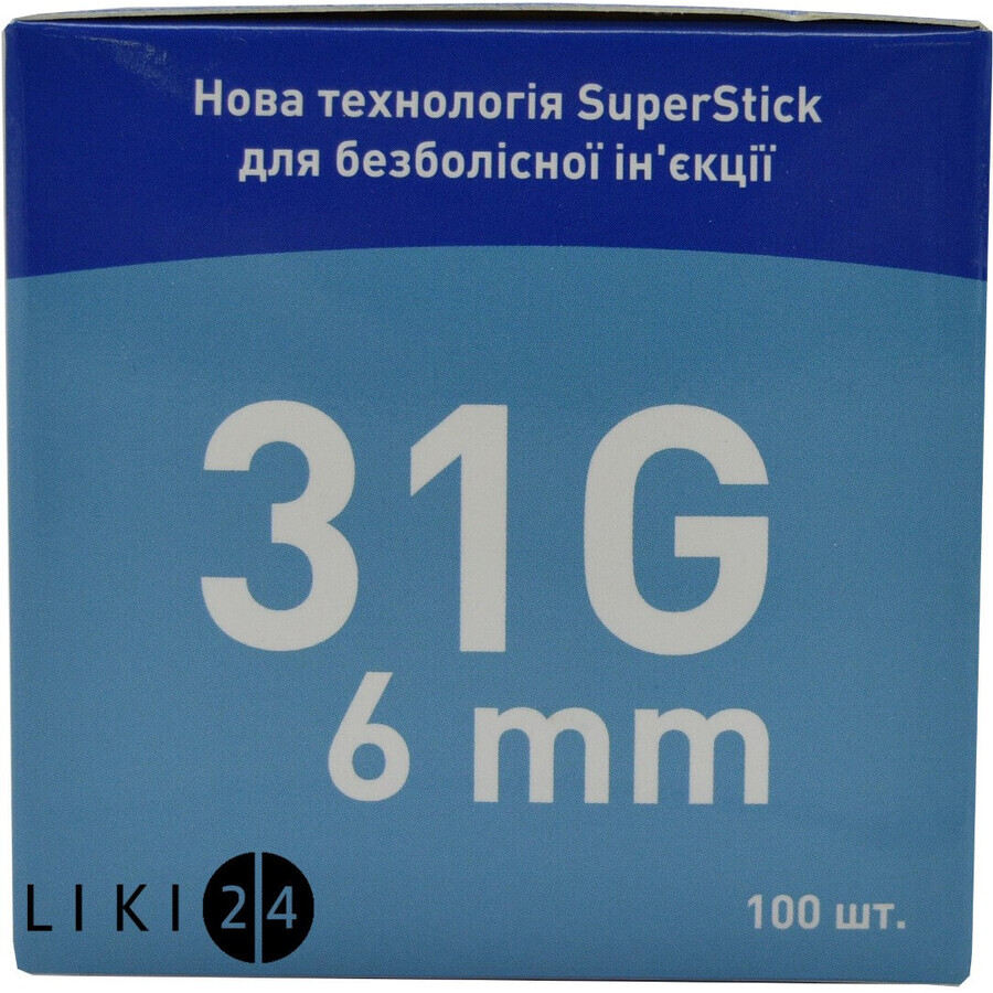 Голки для інсулінових шприц-ручок 31G(0,25 мм) х 6 мм №100: ціни та характеристики
