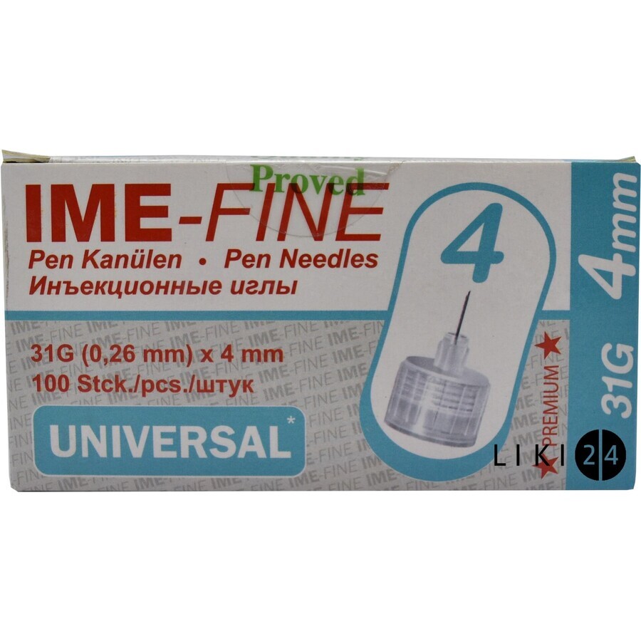 Голки ime-fine одноразові стерильні для шприц-ручок 31G х 4 мм №100: ціни та характеристики