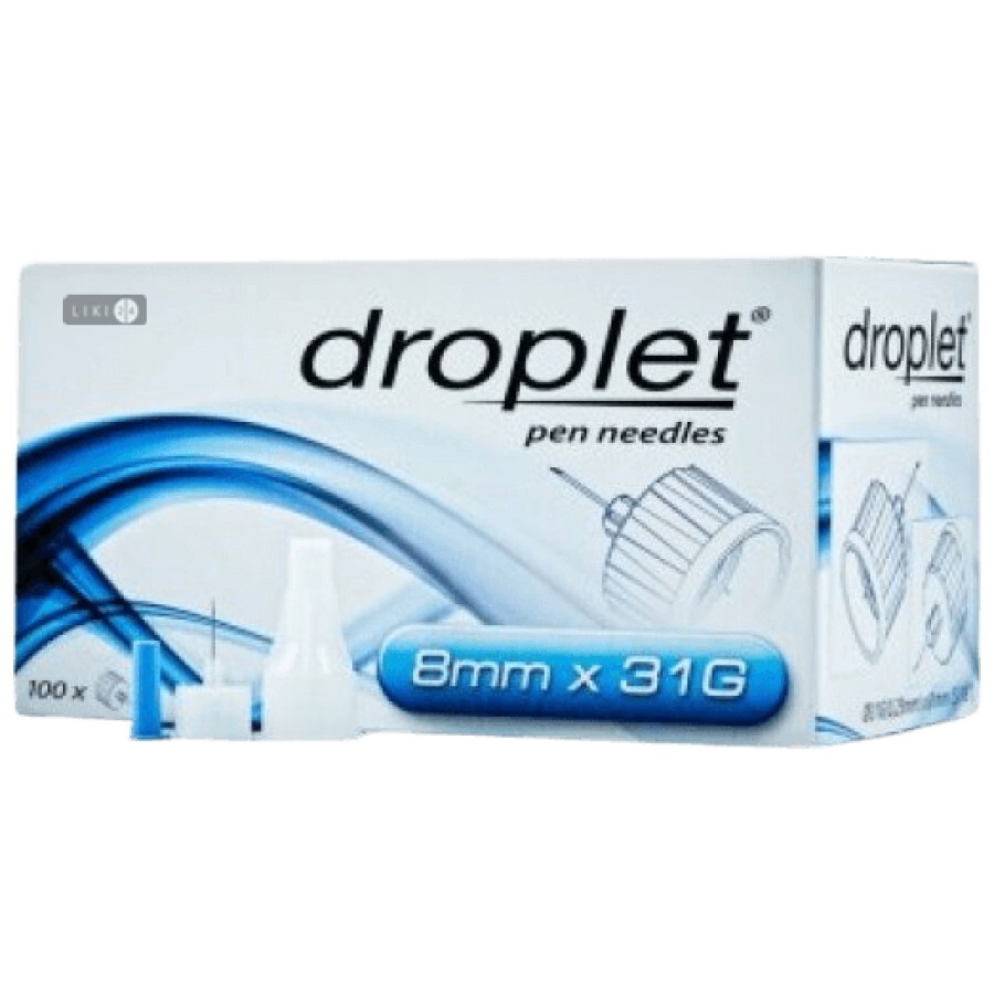 Голки Droplet 8 мм х 31G для інсулінових шприц-ручок універсальні,  №100: ціни та характеристики