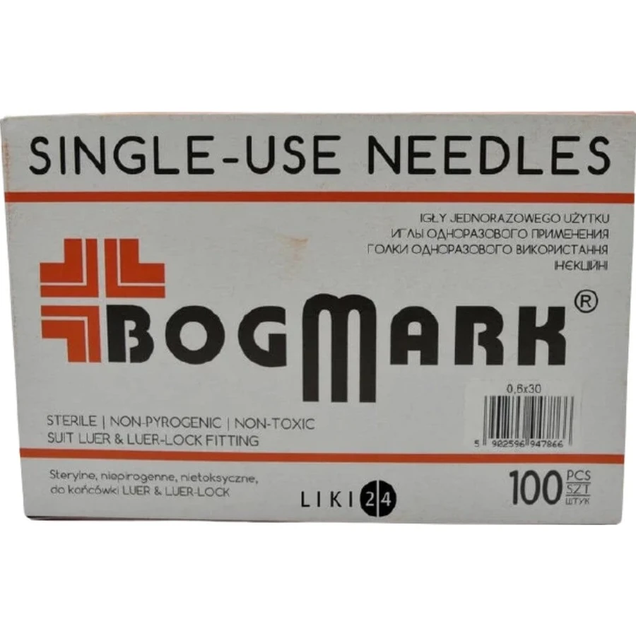 Иглы инъекционные одноразового применения bogmark 0,5 х 16 мм, (25G х 5/8): цены и характеристики