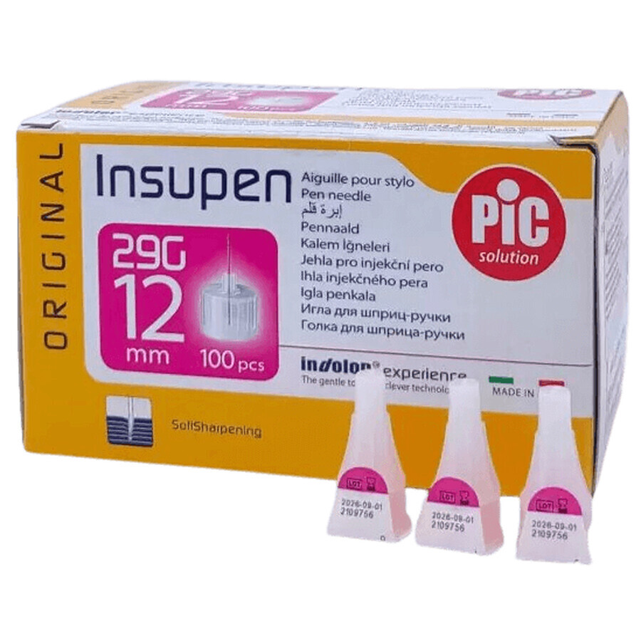 Иглы инъекционные Insupen стерильные одноразового применения для инсулиновых ручек 12 мм, 29G - 0,33 мм, №100: цены и характеристики