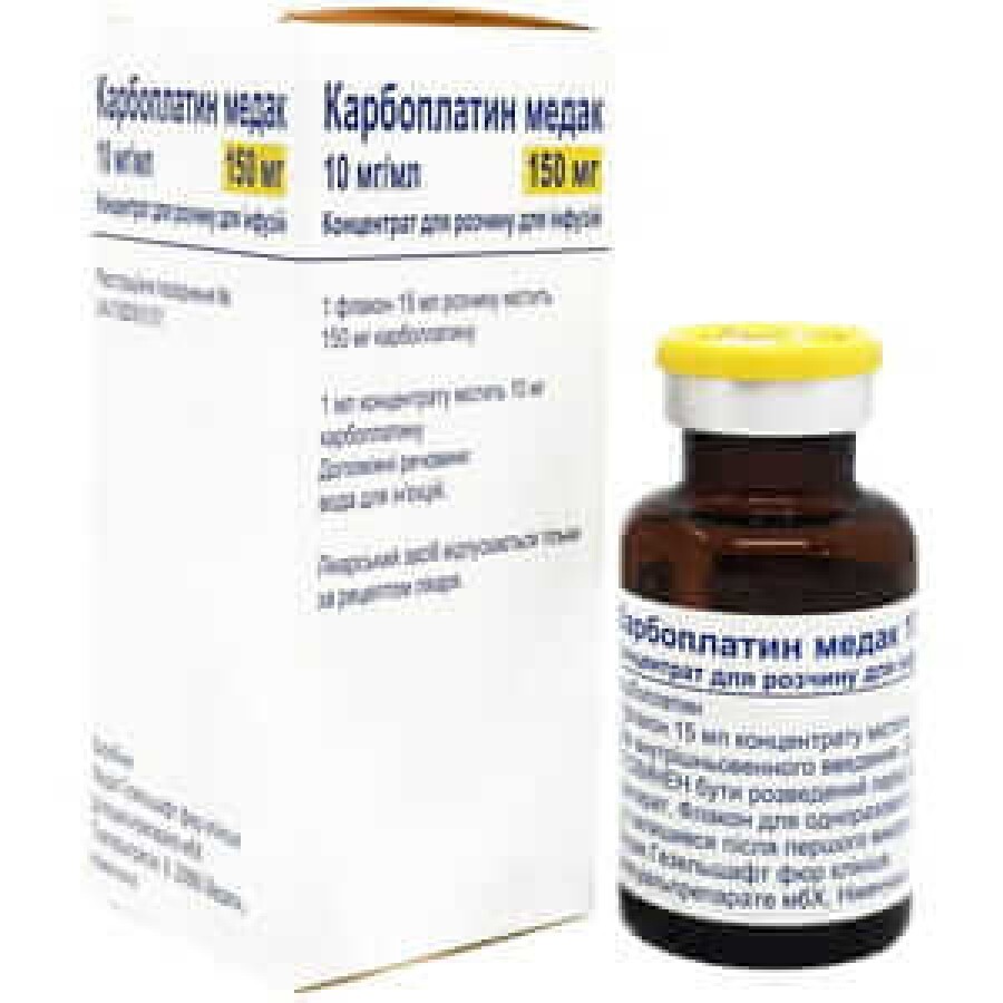 Карбоплатин медак конц. д/п інф. р-ну 150 мг фл. 15 мл: ціни та характеристики