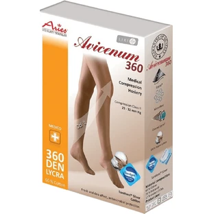 Гольфы Aries Avicenum 360 Long S(1) антиварикозные компрессионные с носком, черный