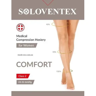 Гольфи жіночі Soloventex Comfort з відкритим носком 2 клас компресії, високі, р. L